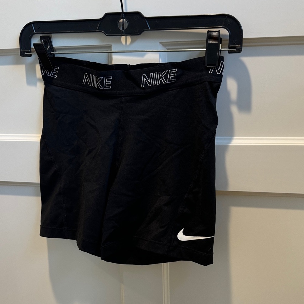 Nike Women's Black Athletic Training Shorts with Logo Waistband